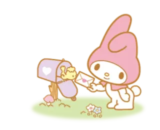 ✉ My Melody Kartun, Lucu, Kawaii, Binatang, Sanrio, Surat telegram sticker