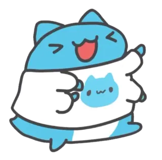 😆 gato, fofo, kawaii, adesivo, desenho animado, azul telegram sticker
