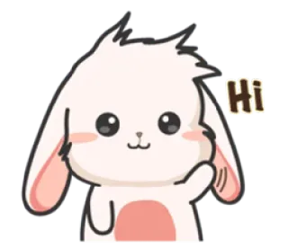 😊 Hi fofo, coelho, coelho, animal, saudação, olá telegram sticker