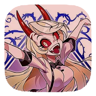 ❤ Charlie Morningstar Hazbin Hotel animasi, iblis, hotel, neraka, ceria telegram sticker
