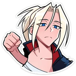 👊 アニメ, マンガ, 拳, 女の子, 漫画, 金髪, ステッカー telegram sticker