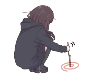 😶 Anime, Garota, Adesivo, Desenho, Agachada, Desenho animado telegram sticker