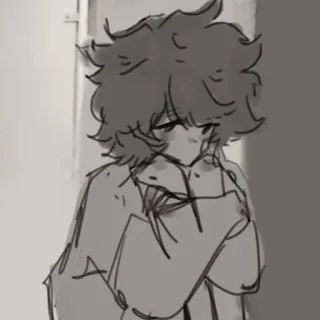 🥢 アニメ, 漫画, スケッチ, イラスト, ハグ, 可愛い, 悲しい telegram sticker