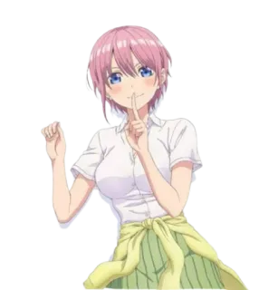 🤫 Ichika Nakano The Quintessential Quintuplets anime, girl, Ichika Nakano, The Quintessential Quintuplets, shushing telegram sticker