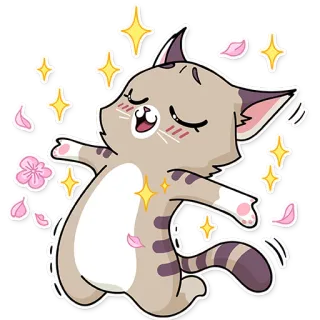 ✨ chat, dessin animé, mignon, joyeux, paillettes telegram sticker