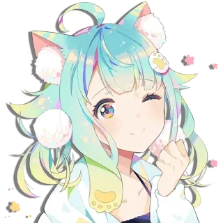 😉 Anime, Katze, Mädchen, Cartoon, Süß, Kawaii, Manga, Charakter whatsapp sticker