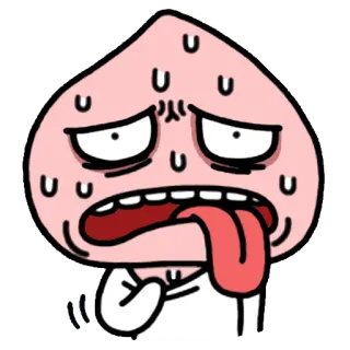 😩 pêssego, suor, estressado, desenho animado, exausto telegram sticker
