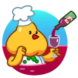 🍷 卡通, 烹饪, 厨师, 葡萄酒, 食物, 饮料 whatsapp sticker