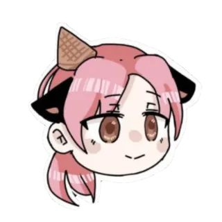 🙂 漫画, アニメ, ピンク髪, 猫耳, アイスクリームコーン telegram sticker