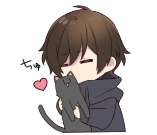 😘 ちゅ Anime, Chibi, Gato, Coração, Fofo, Abraço, Kawaii telegram sticker