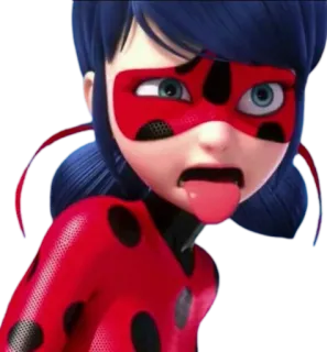 🐞 Ladybug Miraculous: Tales of Ladybug & Cat Noir 卡通, 瓢虫, 瓢虫雷迪, 瓢虫少女, 舌头, 搞笑, 表情 whatsapp sticker