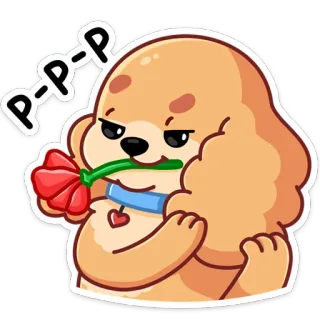 🌹 P-P-P Hund, Blume, Cartoon, Sticker telegram sticker