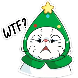 ⁉️ WTF? Katze, Weihnachten, Baum, Aufkleber, lustig, wtf, Ausdruck, Hut telegram sticker