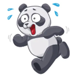 😓 panda, scared, running, cartoon, animal, fear, cute telegram sticker