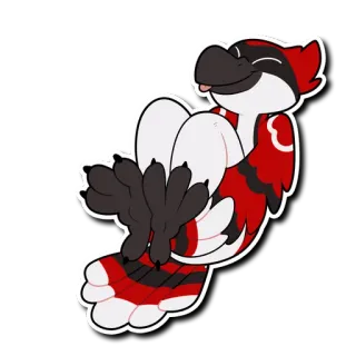 🐾 uccello, cartone animato, volatile, animale, carino, rosso, bianco telegram sticker