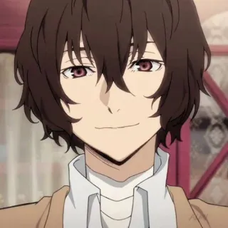 🪟 Osamu Dazai Bungo Stray Dogs Anime, Cartoon, Porträt, Manga, braunes Haar, Grinsen telegram sticker