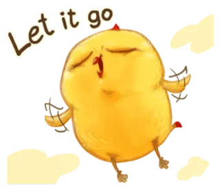 🐤 Let it go pintinho, pássaro, relaxar, fofo, positivo, amarelo, animal whatsapp sticker