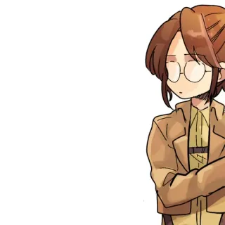 😐 anime, mangá, mulher, óculos, cabelo castanho telegram sticker