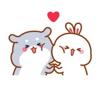 🍼 kawaii, lindo, conejo, hámster, amor, corazón, dibujos animados telegram sticker