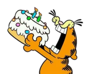 🎂 Garfield Garfield, desenho animado, bolo, aniversário, gato telegram sticker