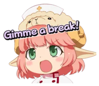 👩 Gimme a break! anime, cute, break, cartoon, illustration telegram sticker