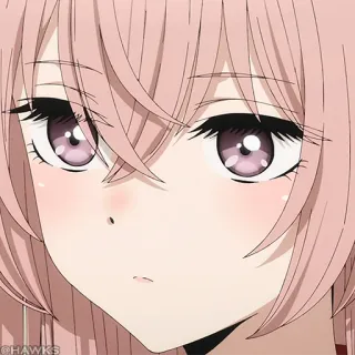 🎀 @HAWKS anime, karakter, gadis, rambut merah muda, potret telegram sticker