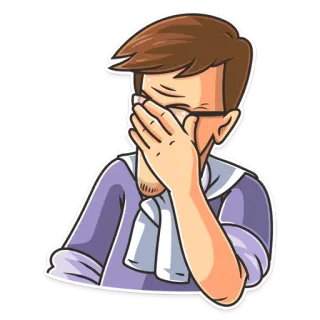 🤦 Facepalm, Decepción, Vergüenza, Dibujos animados, Hombre, Gafas telegram sticker