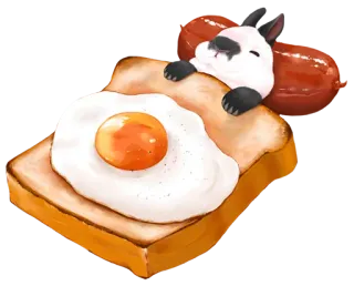 🐰 comida, café da manhã, torrada, ovo, animal, salsicha, fofo telegram sticker