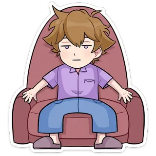 ⭐ anime, kreskówka, znudzony, postać, siedzący, krzesło telegram sticker