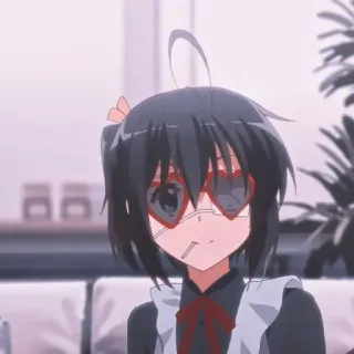 🙂 Rikka Takanashi Love, Chunibyo & Other Delusions! anime, cute, character, rikka takanashi, love chunibyo and other delusions, eye patch, heart glasses telegram sticker