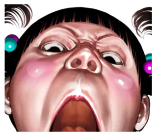 😩 cartoon, angry, screaming, child, girl telegram sticker