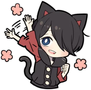🙂 Anime, Orejas de gato, Kawaii, Lindo, Dibujos animados whatsapp sticker