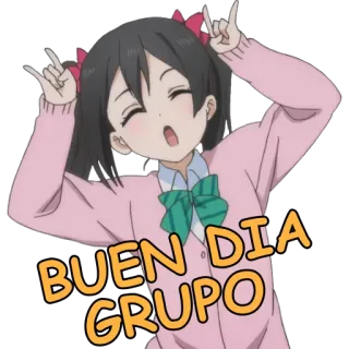 😃 BUEN DIA GRUPO อนิเมะ, เด็กผู้หญิง, ร่าเริง, ทักทาย, สเปน, สวัสดี telegram sticker
