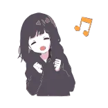 😊 anime, cartoon, girl, music note, singing, happy whatsapp sticker
