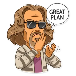 👏 GREAT PLAN man, cartoon, sunglasses, great plan telegram sticker