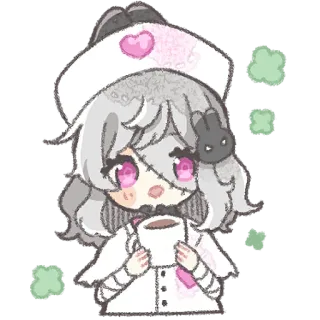 ☕ enfermera, anime, lindo, chibi, corazón, bebida, médico telegram sticker