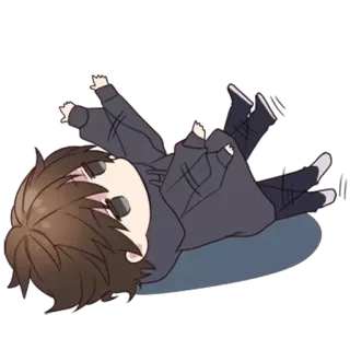 🐾 chibi, cartoon, lying down, anime, tired telegram sticker
