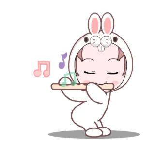 🎶 Hase, Kaninchen, Flöte, Musik, süß, Cartoon, Figur, Maskottchen telegram sticker