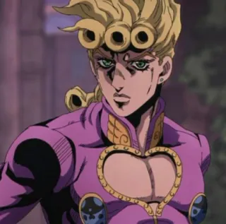 ✨ Giorno Giovanna JoJo's Bizarre Adventure Anime, Manga, Giorno Giovanna, JoJo's Bizarre Adventure, Personage, Paars, Blond, Geanimeerd telegram sticker