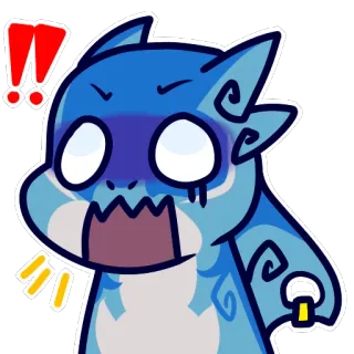 😨 wütend, frustriert, Drache, blau, Cartoon, Emoji, genervt, gestresst whatsapp sticker