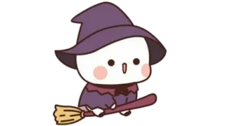 🫖 bruja, escoba, halloween, lindo, dibujos animados telegram sticker