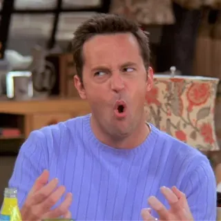 💦 Chandler Bing Friends Chandler Bing, Friends, cara engraçada, Matthew Perry, sitcom telegram sticker