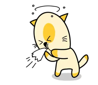😵 고양이, 아픈, 휴지, 만화, 동물, 지친, 독감 telegram sticker