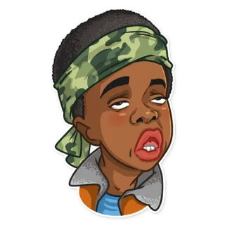 🥴 การ์ตูน, เด็กผู้ชาย, ผ้าคาดผม, เบื่อ, หน้า, ภาพเหมือน telegram sticker