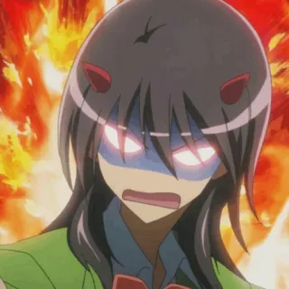 🎀 Anime, Wütend, Teufel, Hörner, Feuer, Cartoon telegram sticker