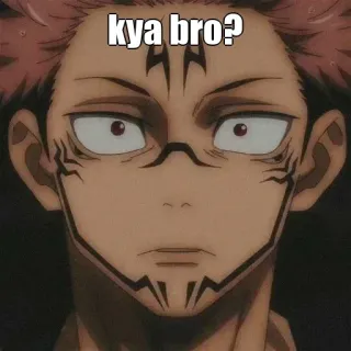 😑 kya bro? meme, question, face, red hair telegram sticker