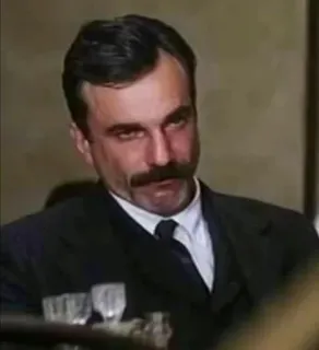 😐 Daniel Plainview There Will Be Blood Daniel Day-Lewis, mustache, film, character, serious telegram sticker