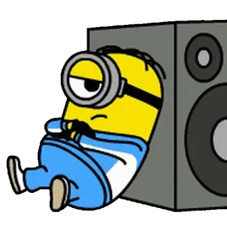 🍋 Minion Minion, Cartoon, müde, Musik, Lautsprecher telegram sticker