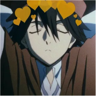 🍃 Anime, Personaje, Durmiendo, Corazones telegram sticker
