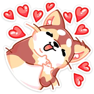 🐕 강아지, 사랑, 하트, 귀여운, 카와이, 치와와, 애완동물 telegram sticker